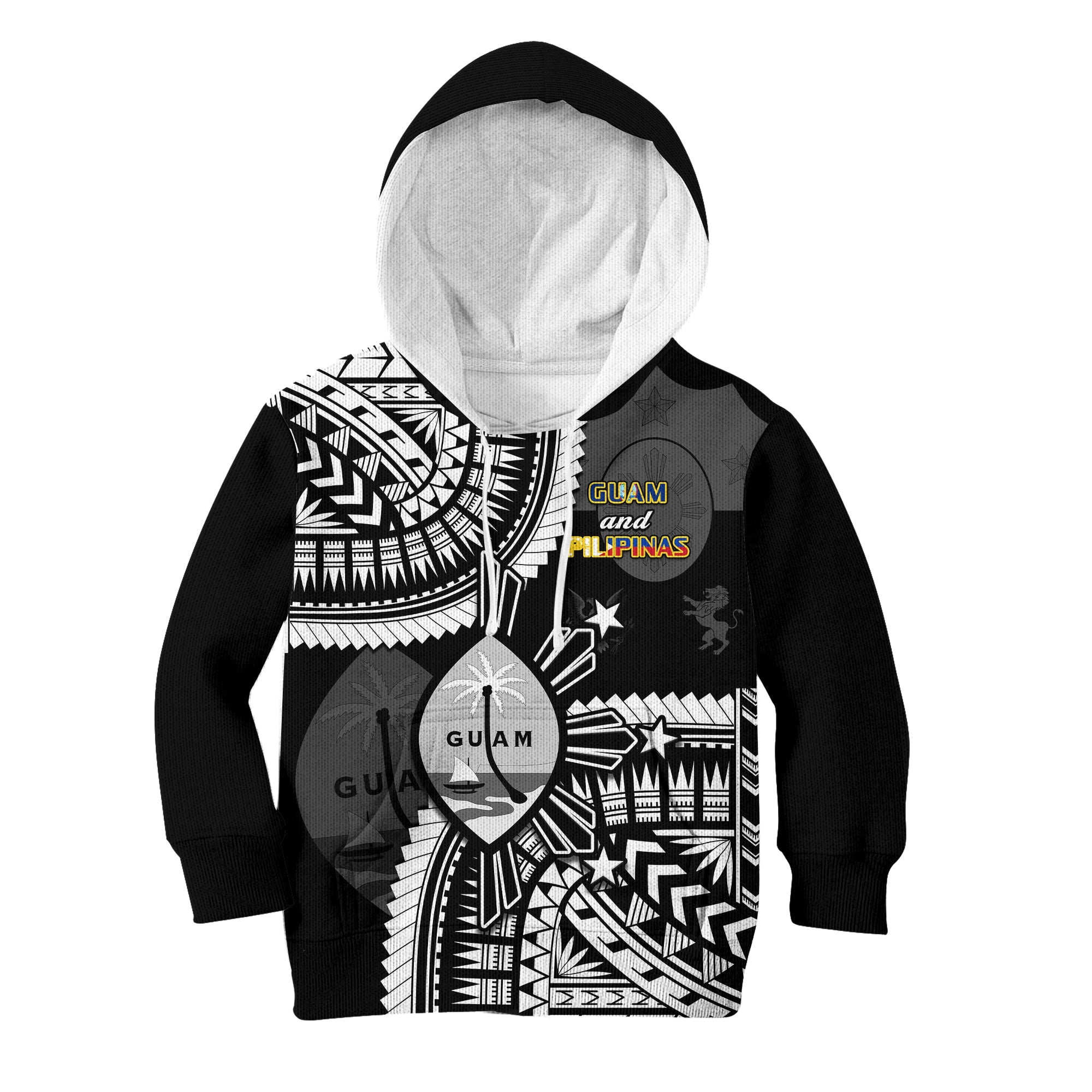 Guam and Philippines Hoodie KID Guaman Filipinas Together Black LT14 Black - Polynesian Pride