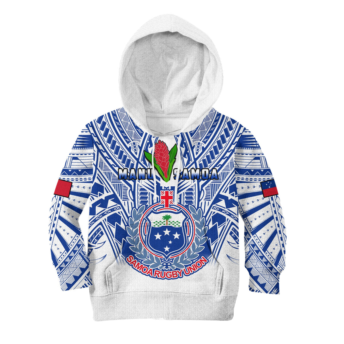 Samoa Rugby Hoodie KID Manu Samoa 7s Ginger White Polynesian LT14 White - Polynesian Pride