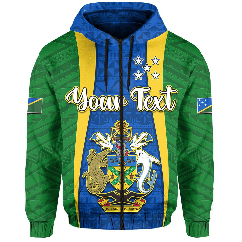 Custom Solomon Islands Day Hoodie 44 Years Independence Anniversary LT13 Zip Hoodie Green - Polynesian Pride