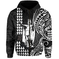 (Custom Text and Number) Hawaii Day Kakau Hoodie Proud To Be Hawaiian Black King Kamehameha and Kanaka Maoli LT13 - Polynesian Pride