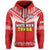 Tonga Rugby Hoodie Mate Maa Tonga Pacific Ngatu White LT14 Zip Hoodie Red - Polynesian Pride