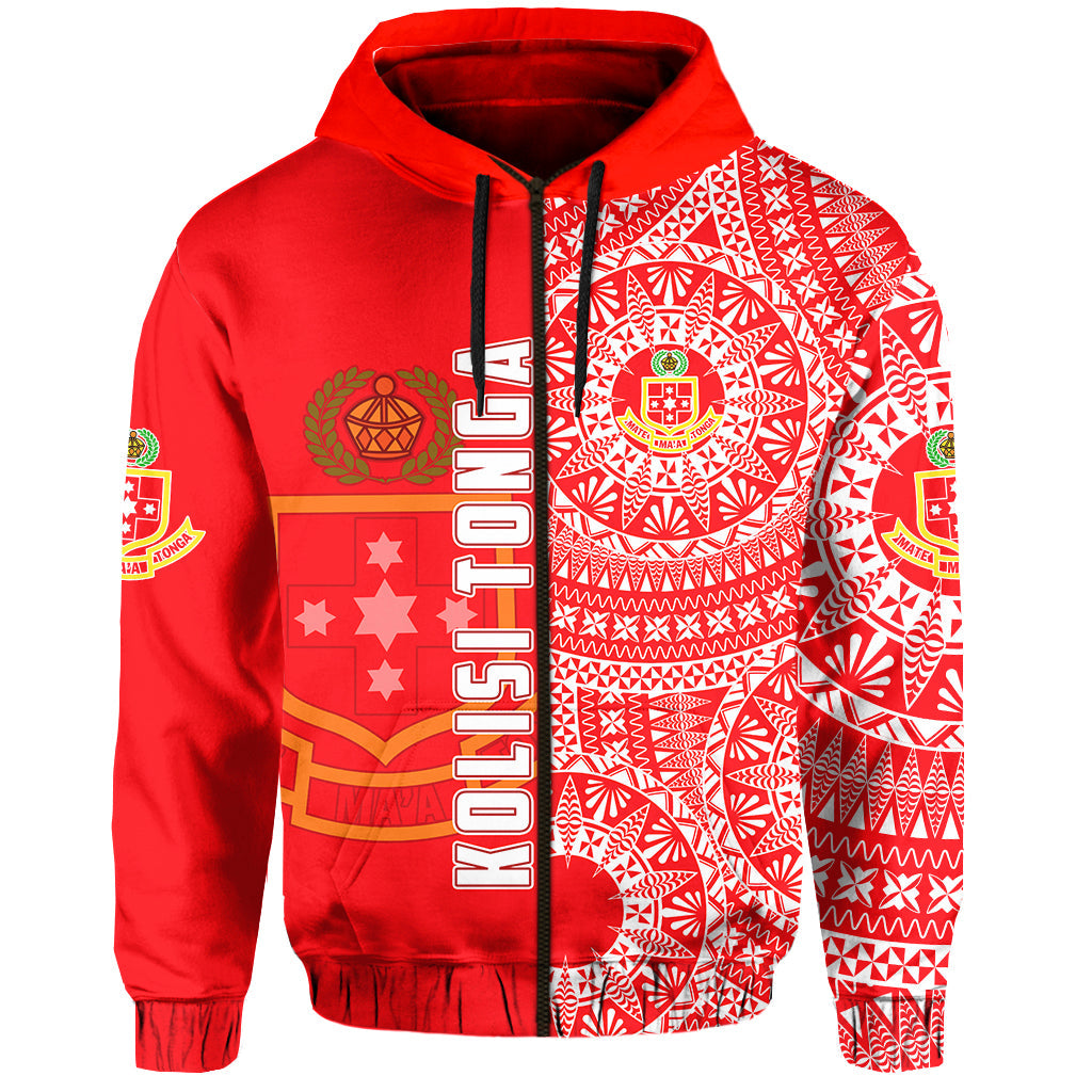 Custom Kolisi Tonga High School Hoodie Tongan Ngatu Pattern LT14 - Polynesian Pride