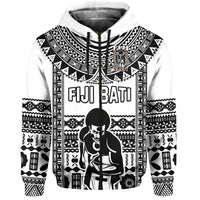 Custom Text and Number Fiji Rugby Hoodie Pacific The Bati Black Fijian Tapa LT14 - Polynesian Pride