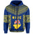 Niue Hoodie Happy Constitution Day Niuean Hiapo Crab With Map LT14 Zip Hoodie Blue - Polynesian Pride