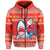 Custom Hawaii Christmas Hoodie Santa Shark Mele Kalikimaka Tribal LT14 Zip Hoodie Red - Polynesian Pride