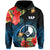 Yap State Hoodie FSM Hibiscus Flowers Mix Polynesian LT14 Zip Hoodie Blue - Polynesian Pride