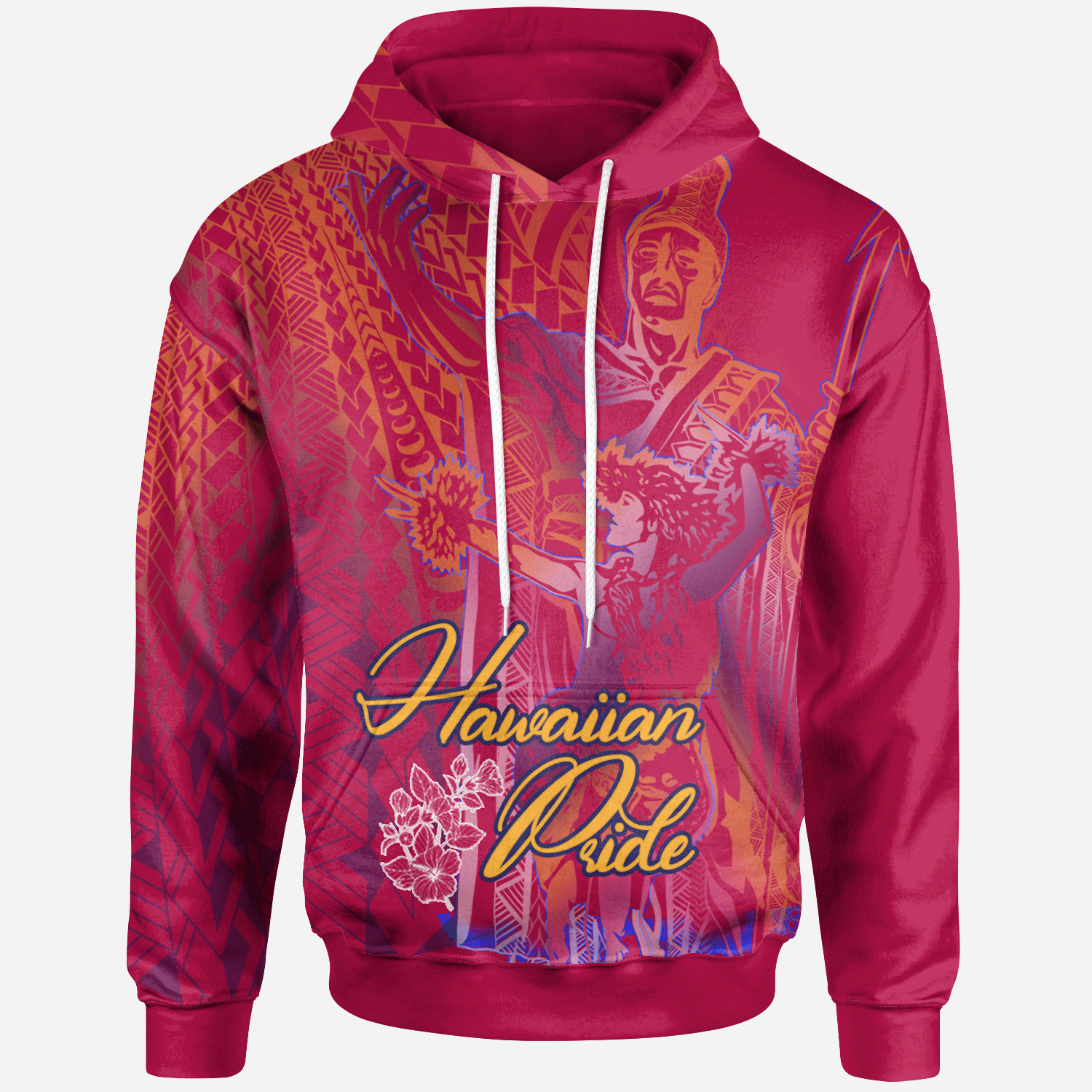 Hawaii Hoodie King of Hawaii With Hawaiian Girls Pink Version Unisex Pink - Polynesian Pride