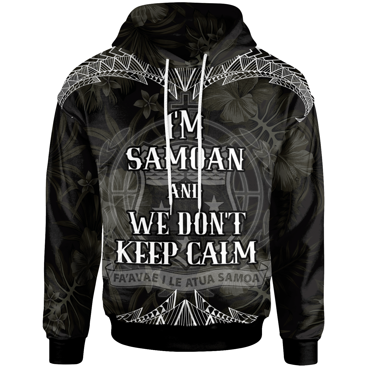 Samoa Hoodie Keep Calm Style White Patterns Unisex White - Polynesian Pride