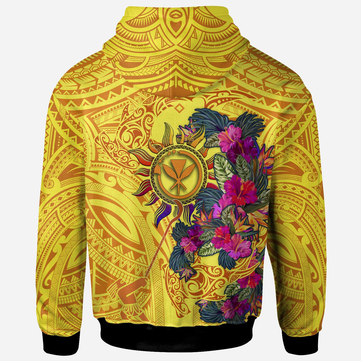 Polynesian Hawaii Kanaka Maoli Hoodie Hibiscus Flowers & Polynesian Patterns - Polynesian Pride