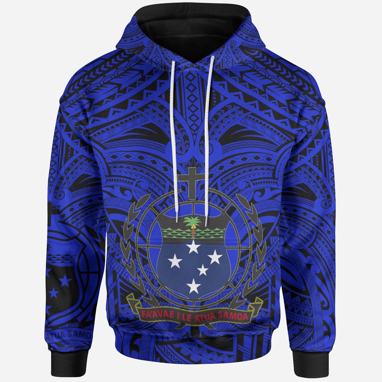 Samoall Over Hoodie Samoa Coat ofrms (Blue) Unisex Red - Polynesian Pride