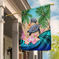 Polynesian Turtle Coconut Tree And Orchids Flag LT14 House Flag - Polynesian Pride