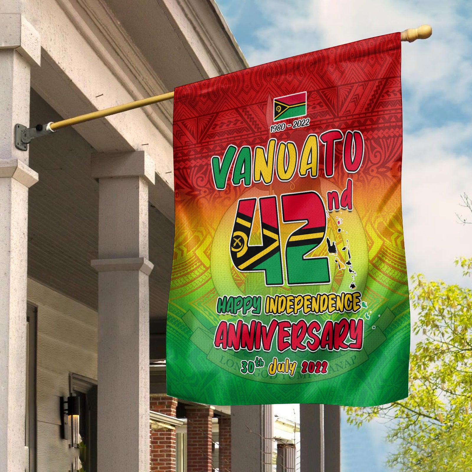 Vanuatu Independence Day Flag 42nd Anniversary Yumi Yumi Yumi LT13 House Flag - Polynesian Pride
