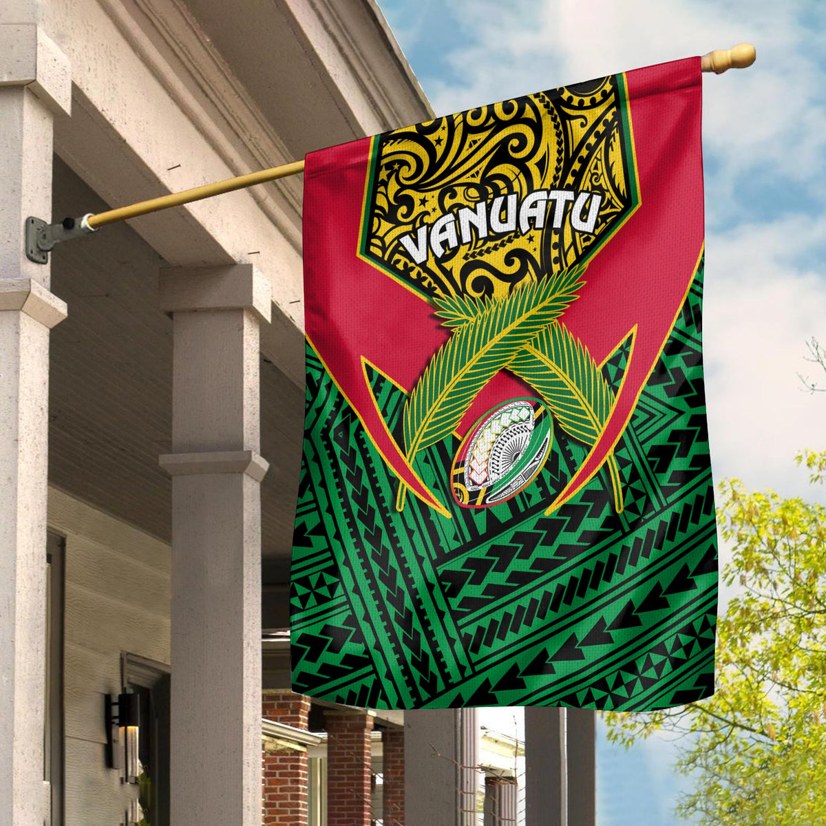 Vanuatu Rugby Flag Coat Of Arms Polynesian Pattern LT14 House Flag - Polynesian Pride
