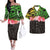 Hawaii Hibiscus Flowers Matching Outfits For Couple Polynesian Tribal Long Sleeve Dress And Hawaiian Shirt Green - Polynesian Pride