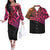 Hawaii Tribal Polynesian Matching Outfits For Couple Combo Long Sleeve Dress And Hawaiian Shirt Pink - Polynesian Pride