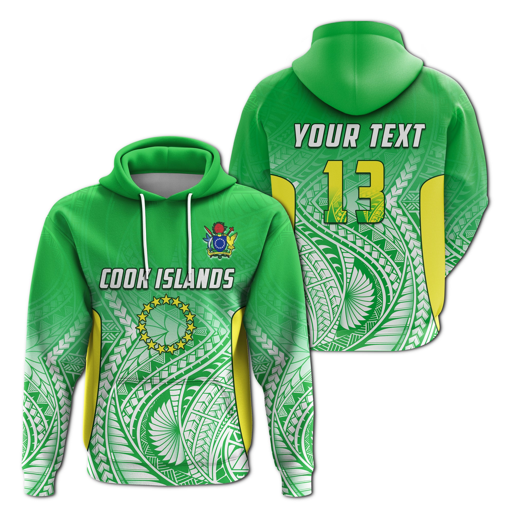 (Custom Text and Number) Cook Islands Hoodie Pattern Be Unique LT13 Unisex Green - Polynesian Pride