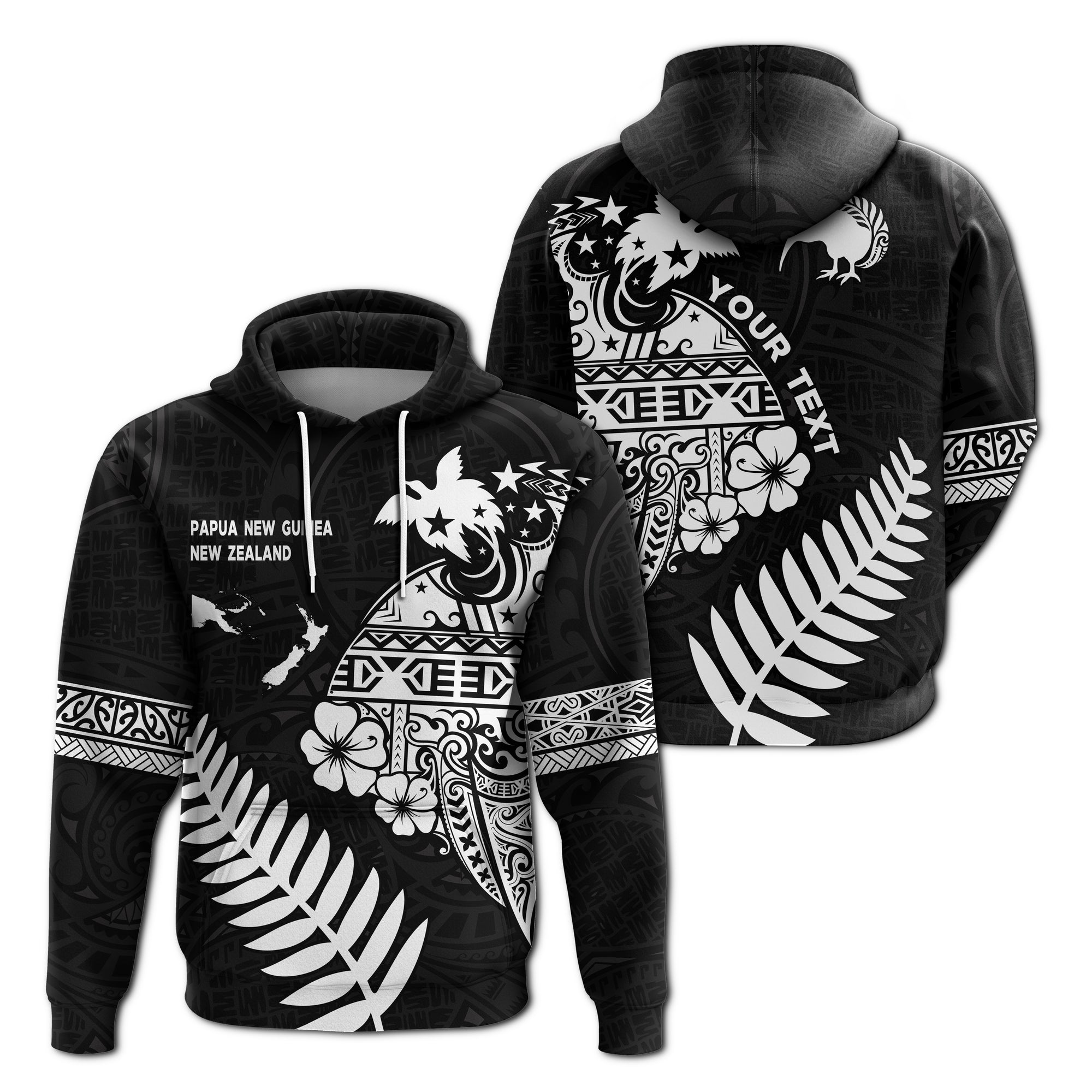 Custom Papua New Guinea New Zealand Hoodie Maori Polynesian LT13 Hoodie Black - Polynesian Pride