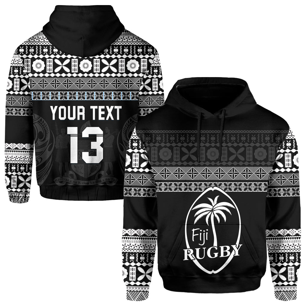 (Custom Text and Number) Fiji Rugby Hoodie Lifestyle 2022 Flying Fijians LT13 Unisex Black - Polynesian Pride