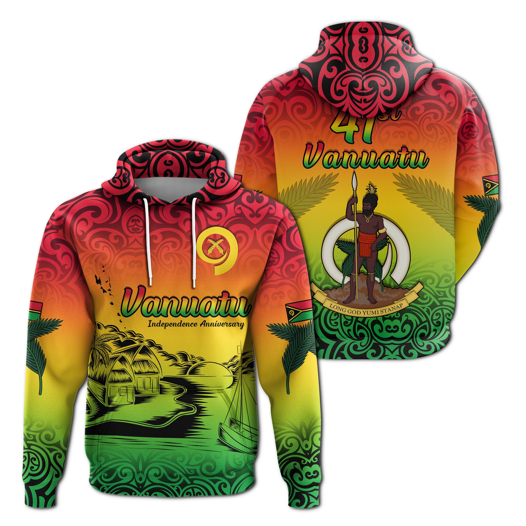 Vanuatu Peaceful Hoodie Independence Anniversary LT13 Unisex Red - Polynesian Pride