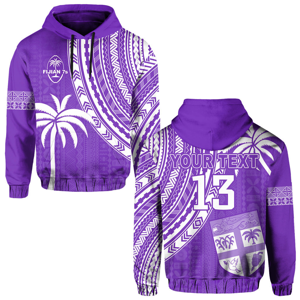 (Custom Text and Number) Fiji Rugby Sevens Hoodie Fijian 7s Tapa Polynesian Purple LT13 Purple - Polynesian Pride