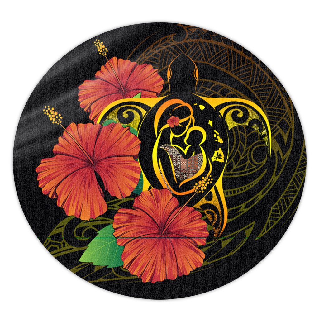 hawaiiRound Carpet - Hawaii Turtle Round Carpet Mothers Day Kanaka Maoli AH Round Carpet Black - Polynesian Pride