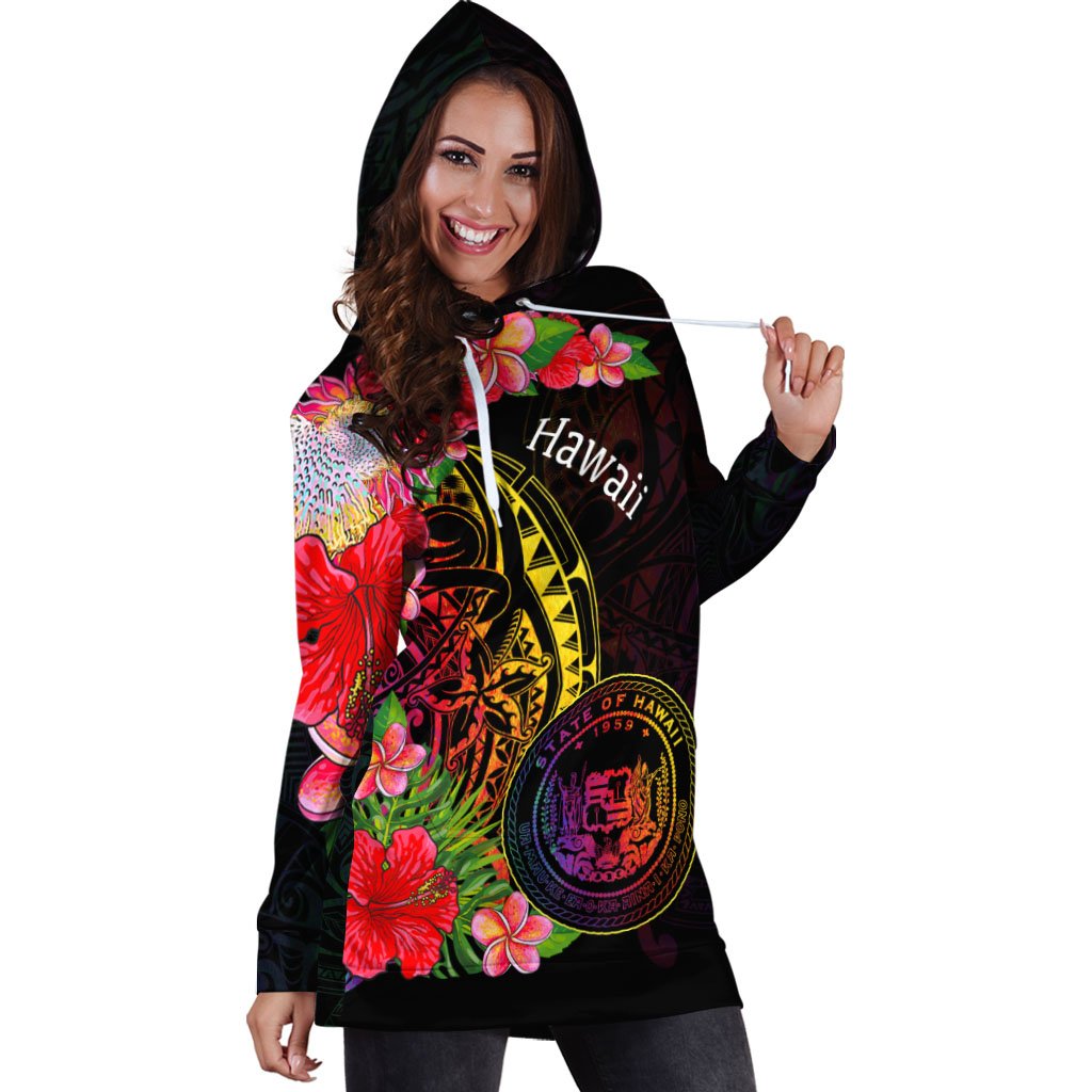 Hawaii Hoodie Dress - Tropical Hippie Style - Polynesian Pride