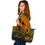 Hawaii Leather Tote - Gold Color Cross Style Black - Polynesian Pride