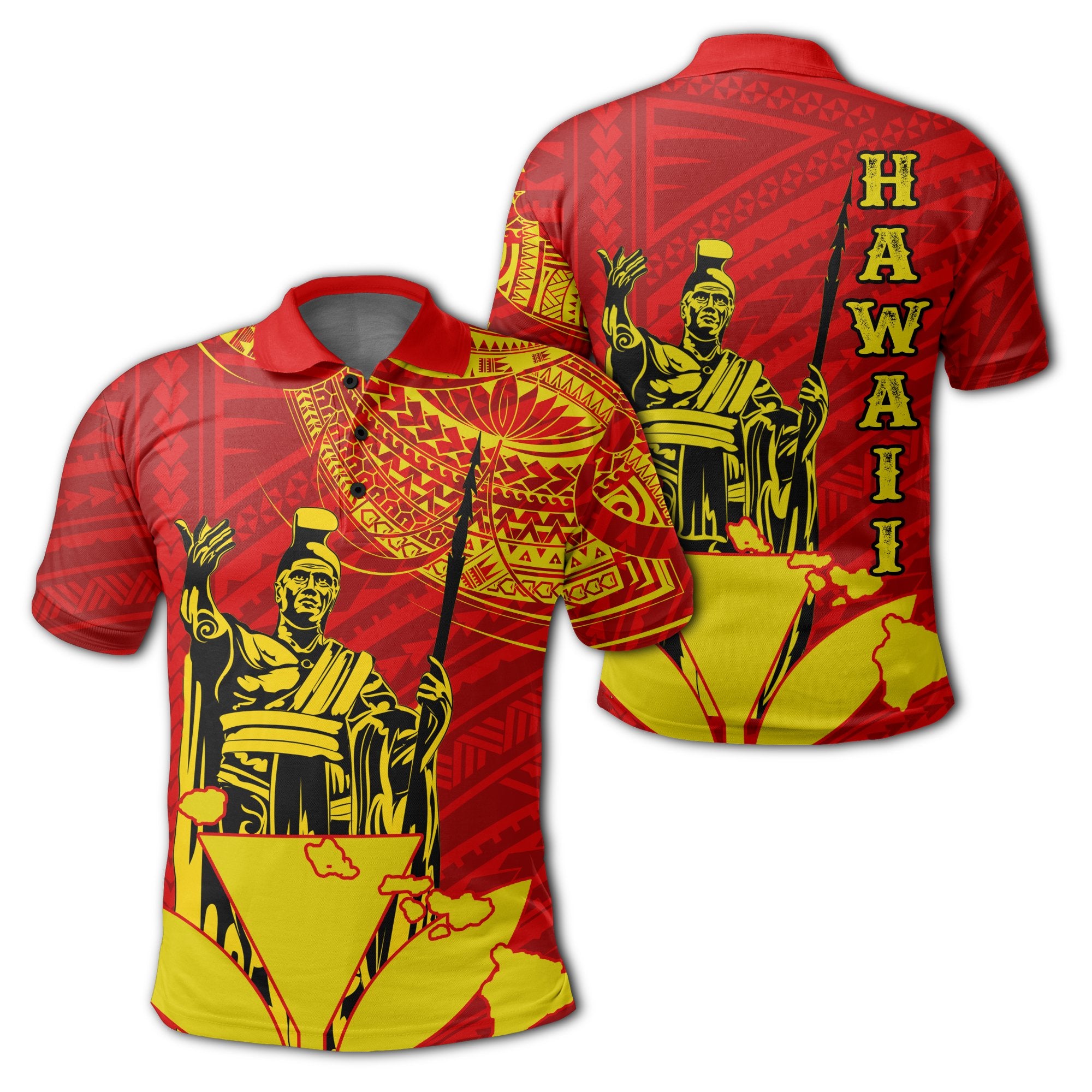 Hawaiian King Kanaka Map Polynesian Polo Shirt Royal Hala Style Unisex Royal - Polynesian Pride