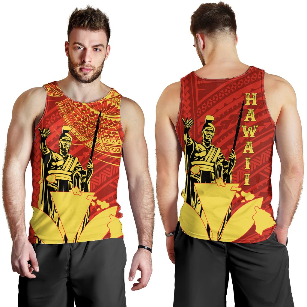 Hawaiian King Kanaka Map Polynesian Men's Tank Top - Royal - Hala Style - AH Royal - Polynesian Pride