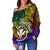 Hawaii Custom Personalised Women's Off Shoulder Sweater - Rainbow Polynesian Pattern - Polynesian Pride