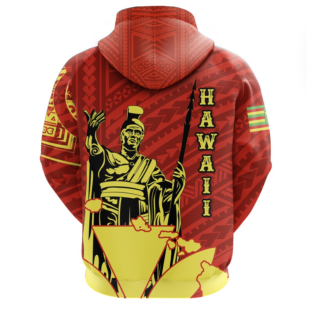 Hawaiian King Kanaka Map Polynesian Hoodie Zip Royal Hala Style - Polynesian Pride