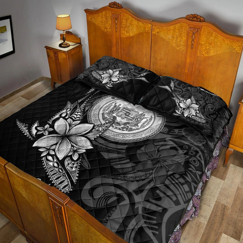 Hawaii Quilt Bed Set - Fish With Plumeria Flowers Style - Polynesian Pride