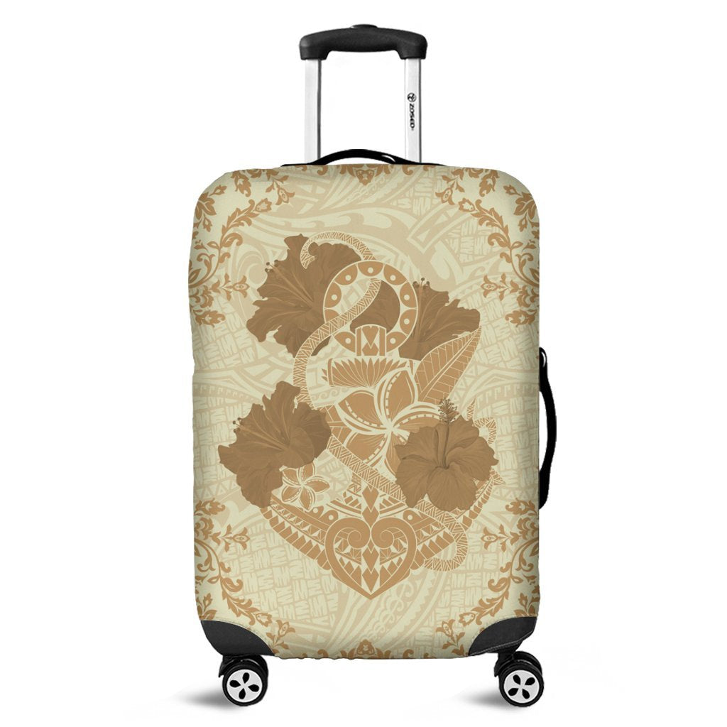 Hawaii Anchor Hibiscus Flower Vintage Luggage Covers - AH - Beige Black - Polynesian Pride