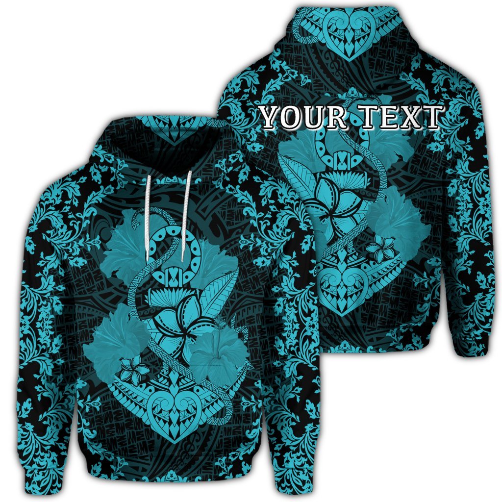 Custom Hawaii Anchor Hibiscus Flower Vintage Hoodie Blue Unisex Art - Polynesian Pride