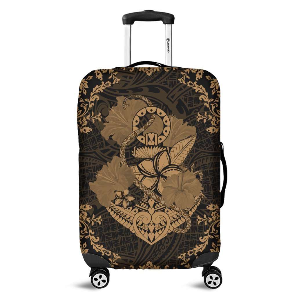 Hawaii Anchor Hibiscus Flower Vintage Luggage Covers - AH - Gold Black - Polynesian Pride