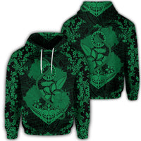 Hawaiian Anchor Hibiscus Flower Vintage Hoodie Green Unisex Art - Polynesian Pride