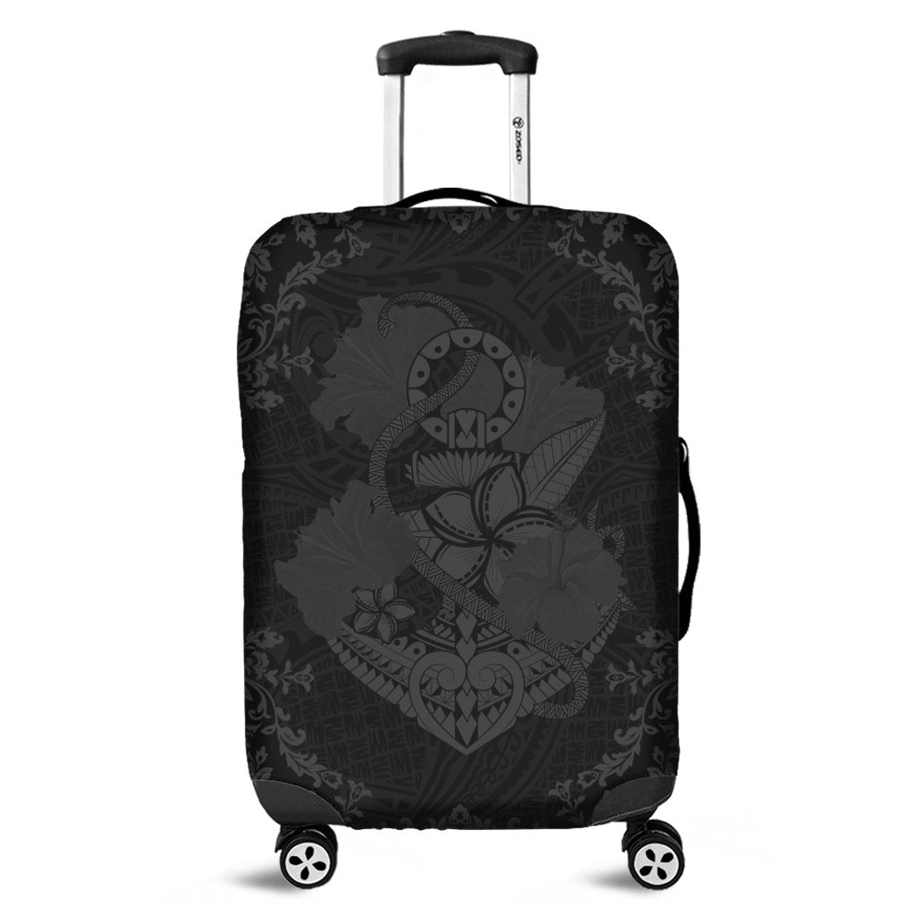 Hawaii Anchor Hibiscus Flower Vintage Luggage Covers - AH - Grey Black - Polynesian Pride