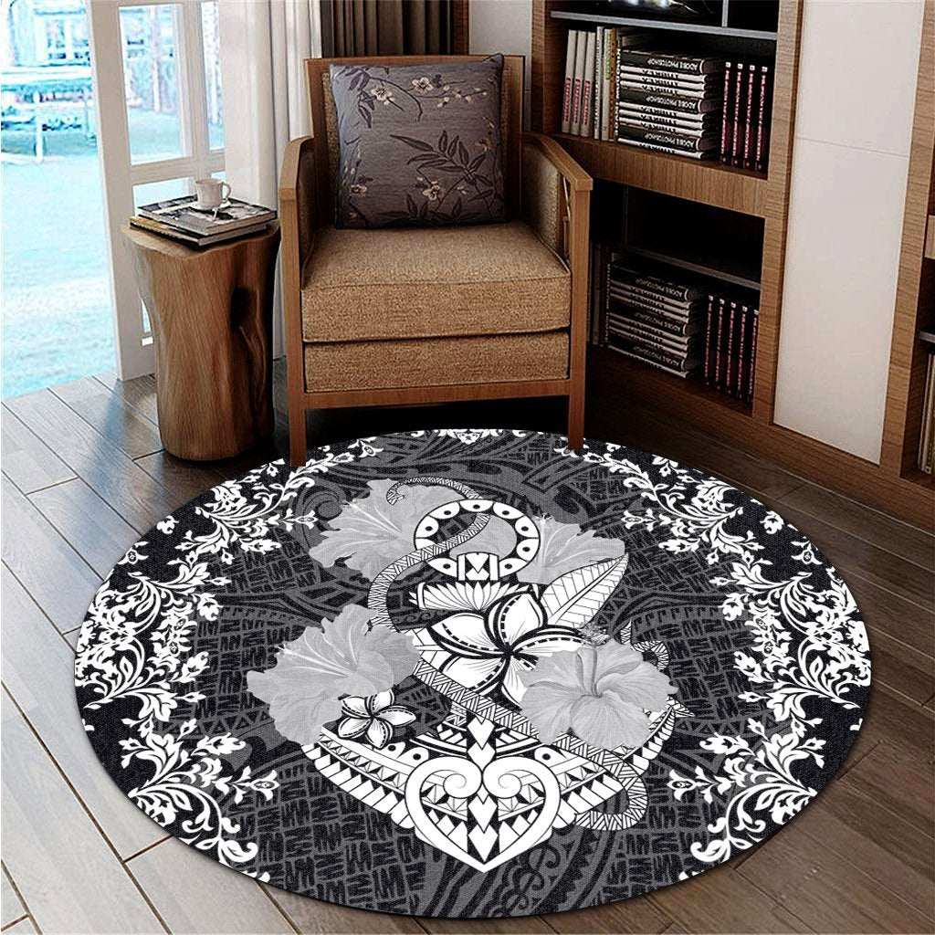 Hawaii Anchor Hibiscus Flower Vintage Round Carpet - AH - Polynesian Pride