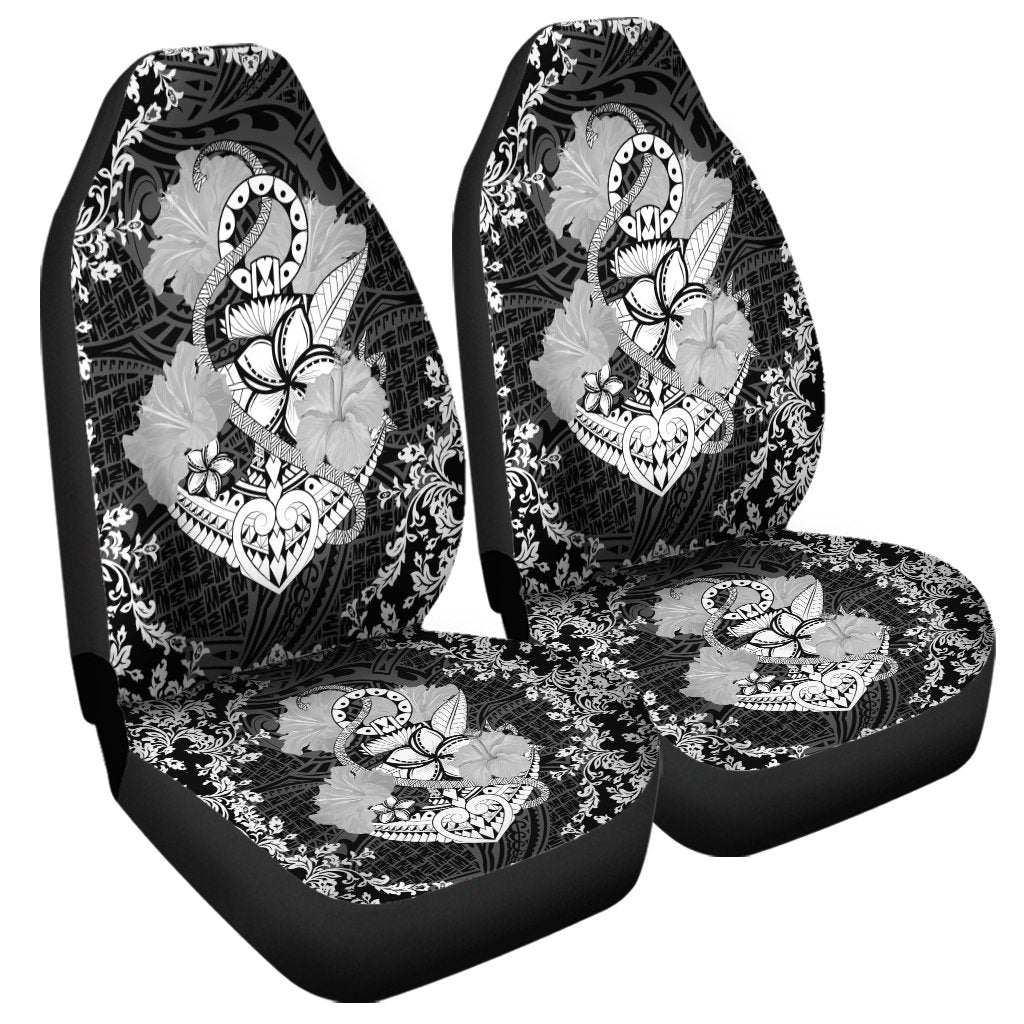 Hawaii Anchor Hibiscus Flower Vintage Car Seat Covers - AH Universal Fit Black - Polynesian Pride