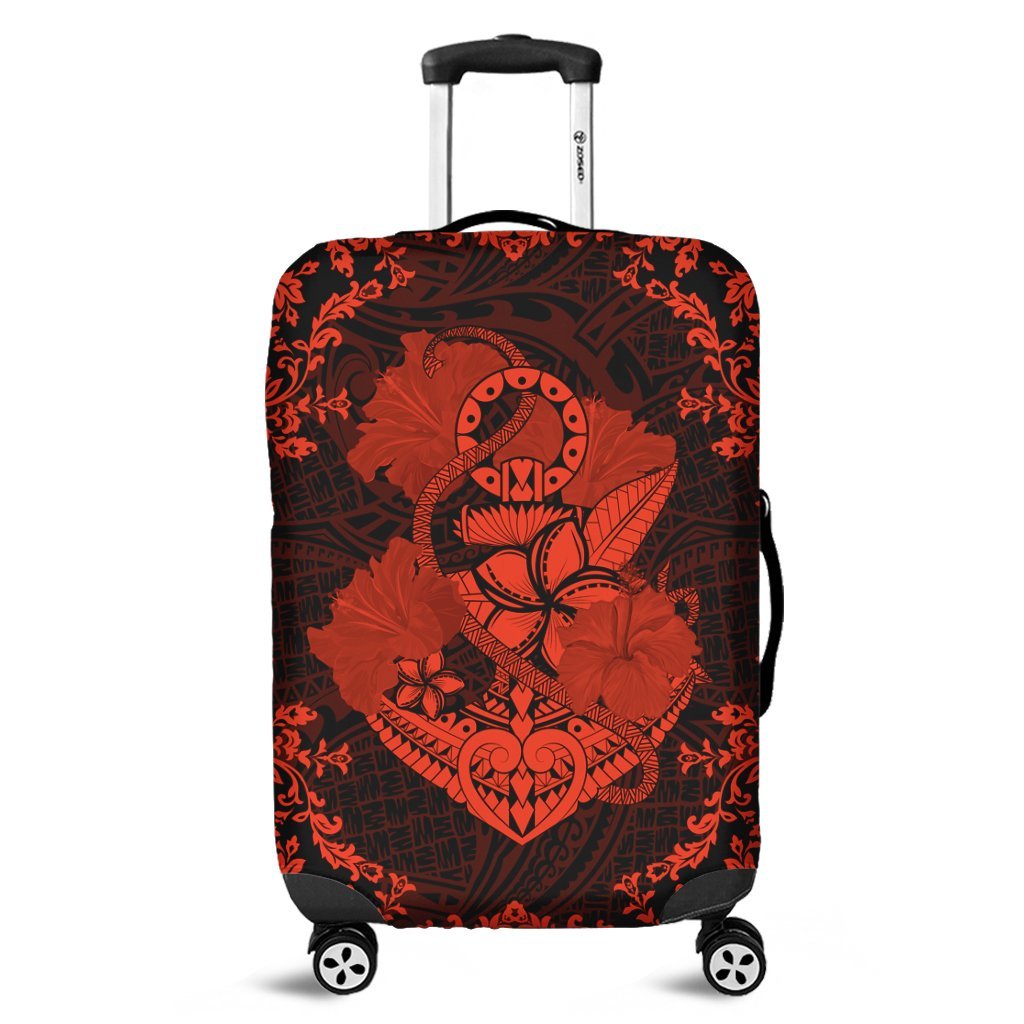 Hawaii Anchor Hibiscus Flower Vintage Luggage Covers - AH - Orange Black - Polynesian Pride