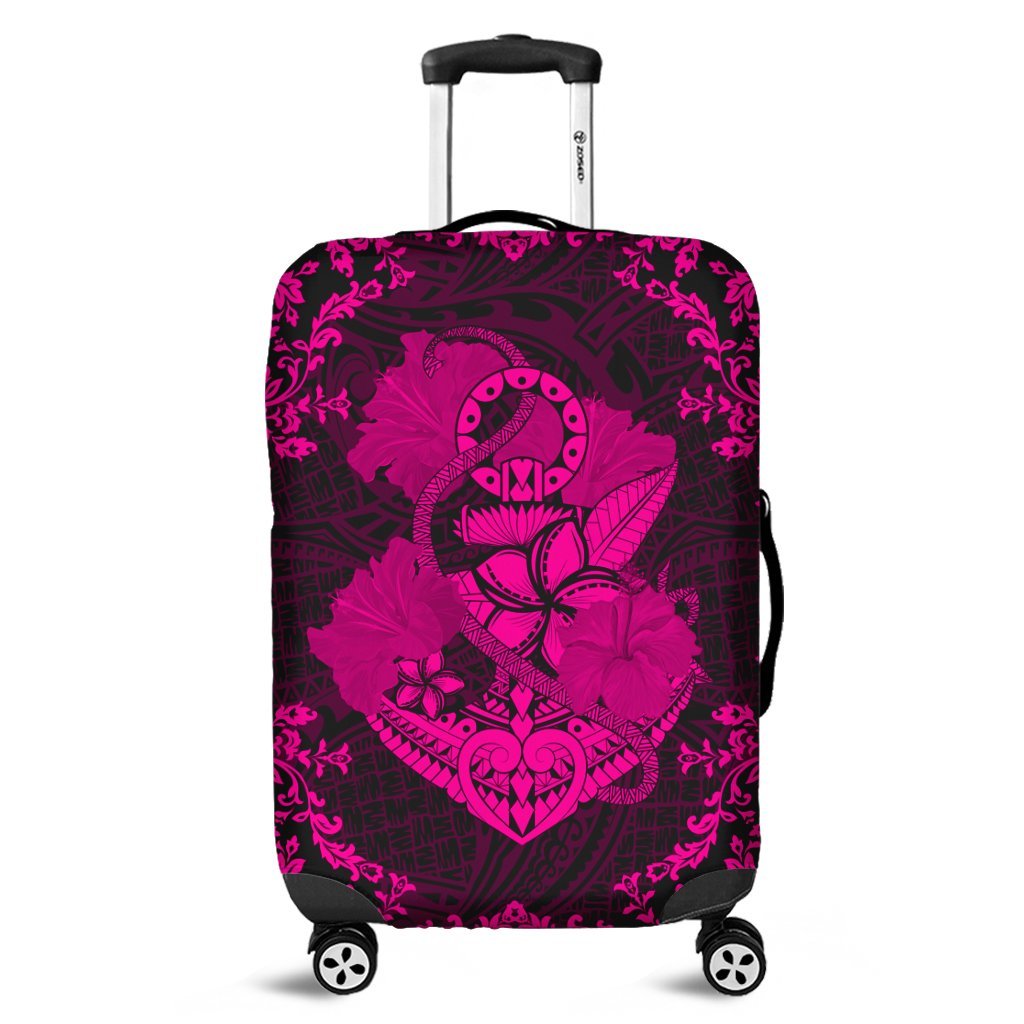 Hawaii Anchor Hibiscus Flower Vintage Luggage Covers - AH - Pink Black - Polynesian Pride