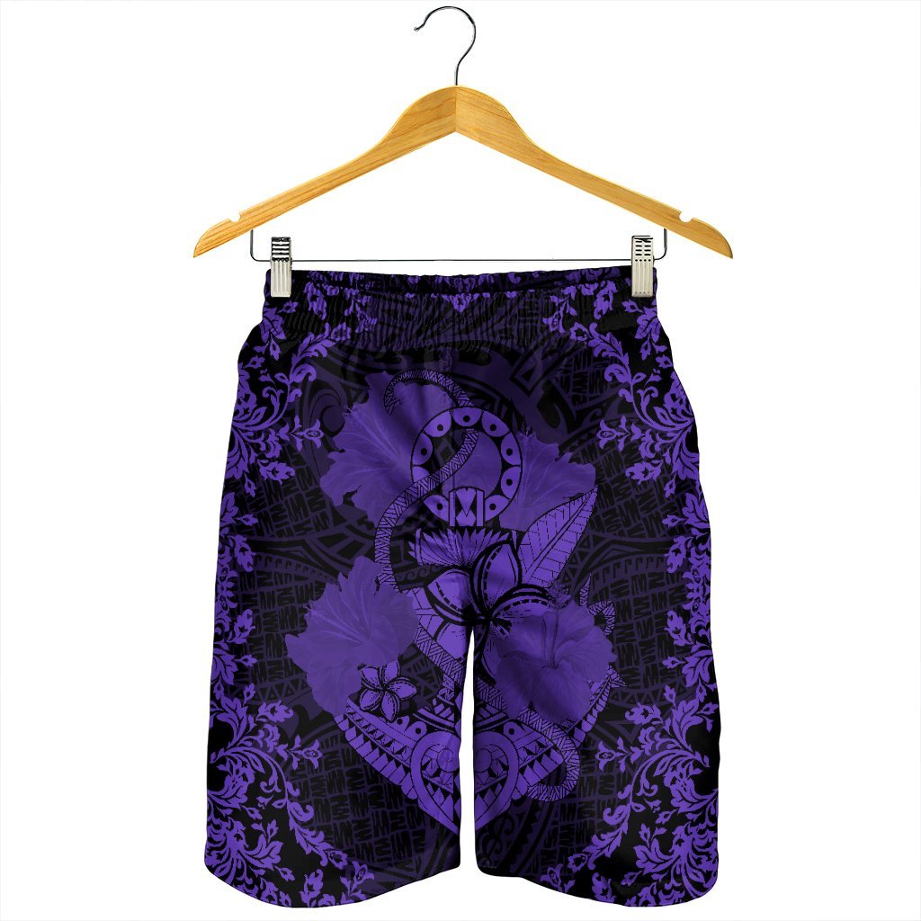 Hawaii Anchor Hibiscus Flower Vintage Men's Shorts - AH - Purple - Polynesian Pride