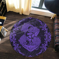 Hawaii Anchor Hibiscus Flower Vintage Round Carpet - AH - Purple - Polynesian Pride