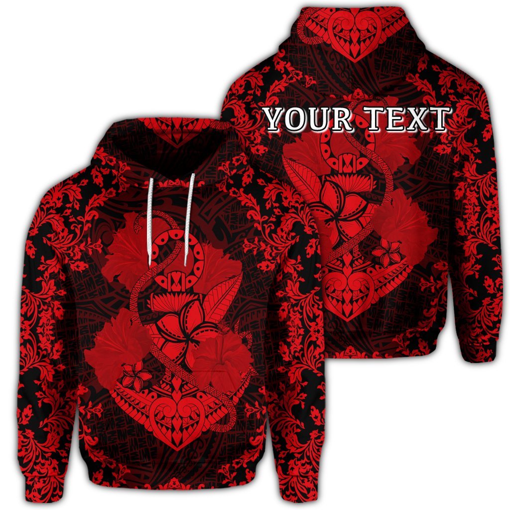 Custom Hawaii Anchor Hibiscus Flower Vintage Hoodie Red Unisex Art - Polynesian Pride