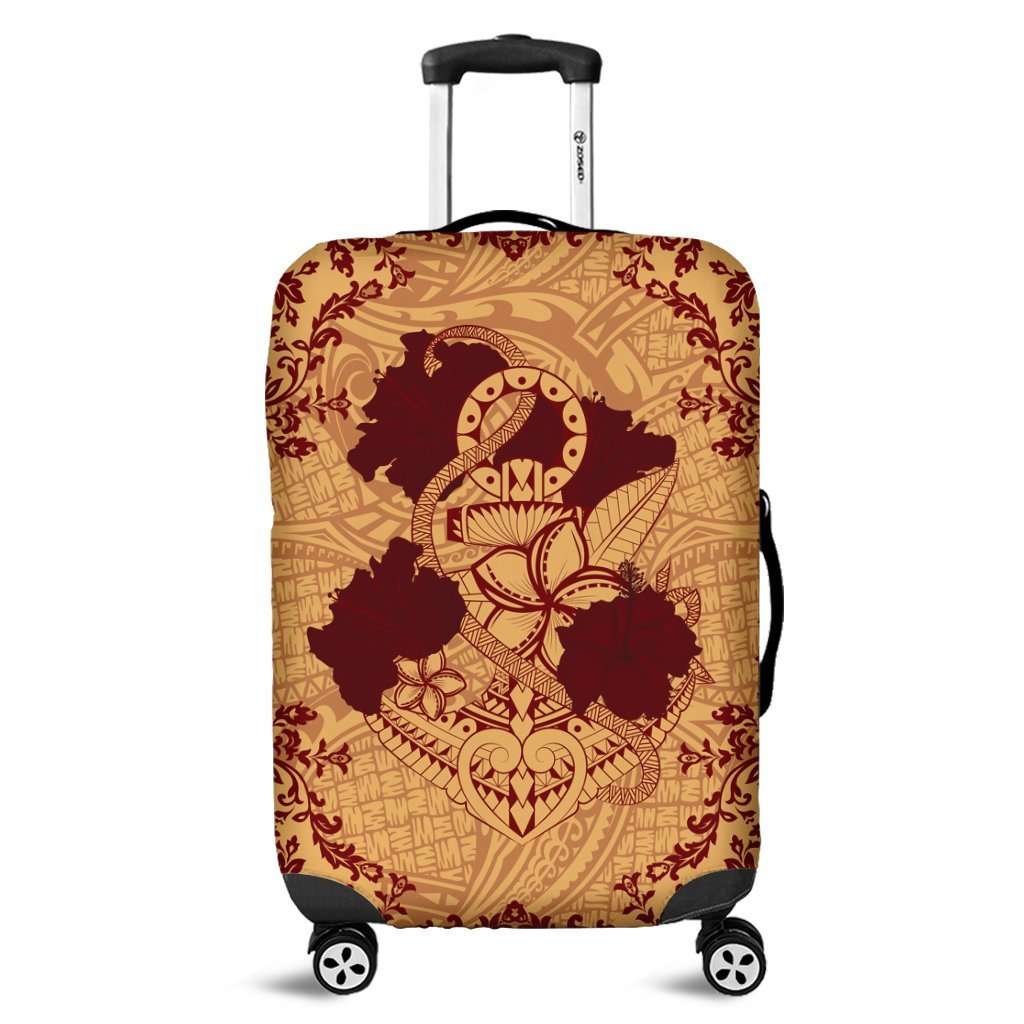 Hawaii Anchor Hibiscus Flower Vintage Luggage Covers - AH - Red Orange Black - Polynesian Pride