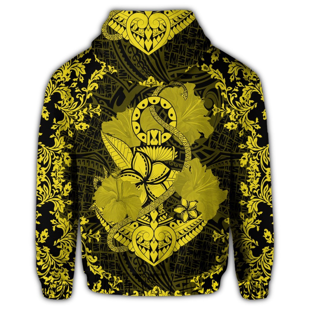 Hawaiian Anchor Hibiscus Flower Vintage Hoodie Yellow - Polynesian Pride