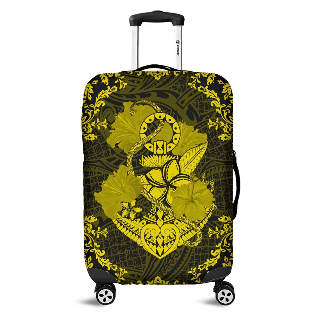 Hawaii Anchor Hibiscus Flower Vintage Luggage Covers - AH - Yellow Black - Polynesian Pride