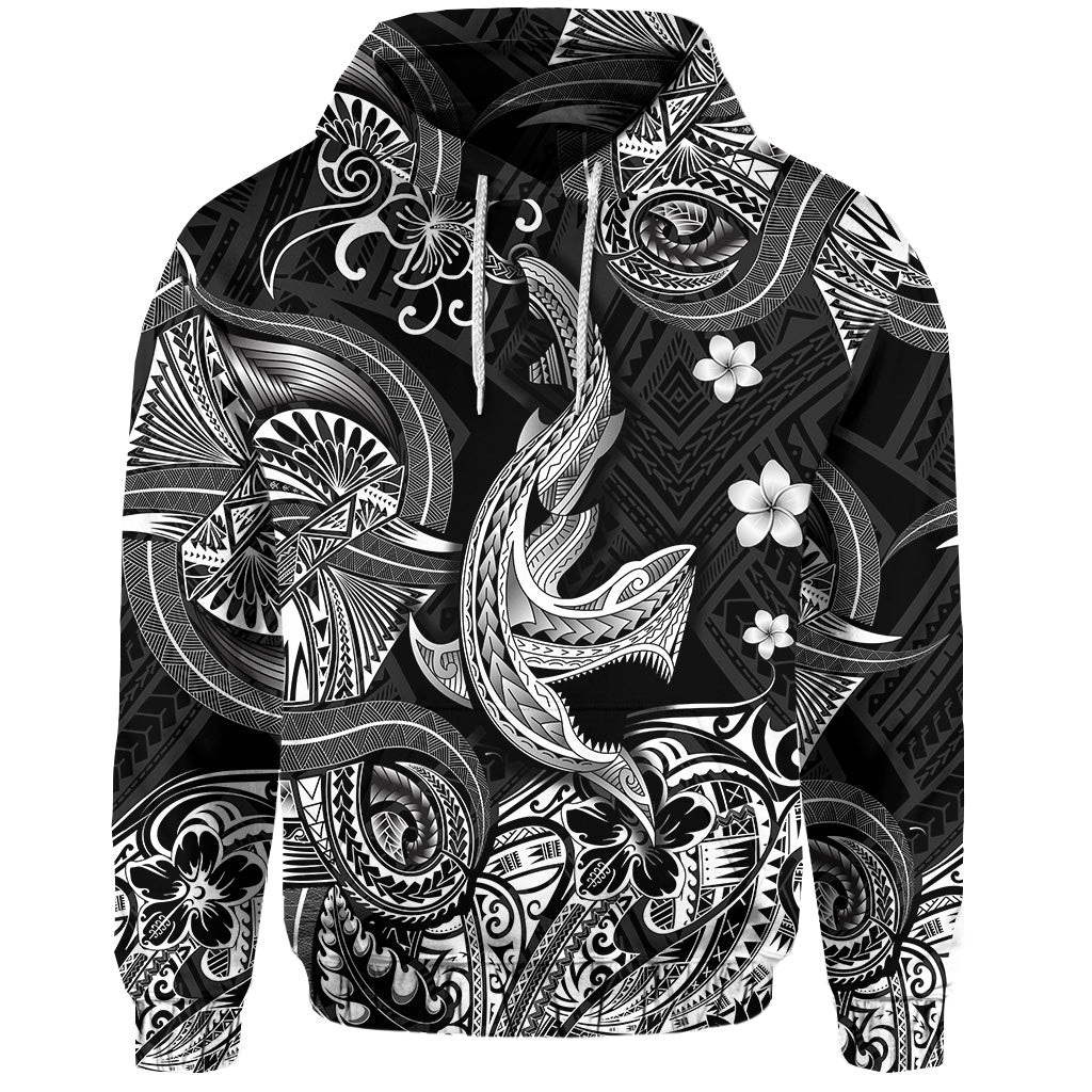 Custom Hawaii Angry Shark Polynesian Hoodie Unique Style Black LT8 - Polynesian Pride