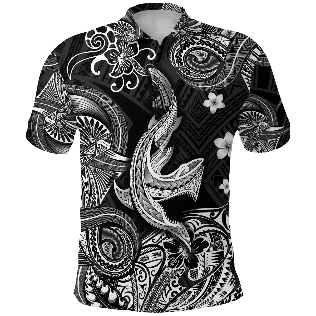 Hawaii Angry Shark Polynesian Polo Shirt Unique Style Black LT8 - Polynesian Pride