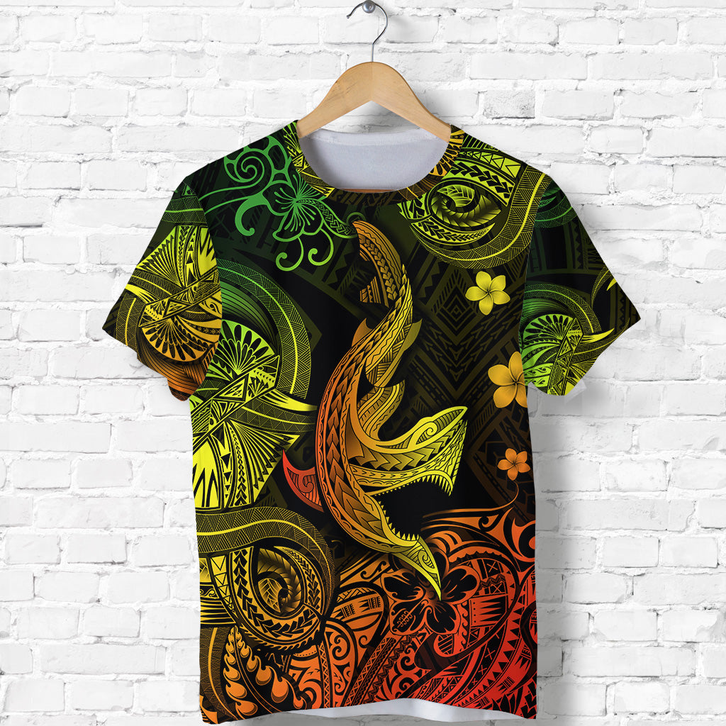 Custom Hawaii Polynesian T Shirt Angry Shark Unique Style Reggae LT8 - Polynesian Pride